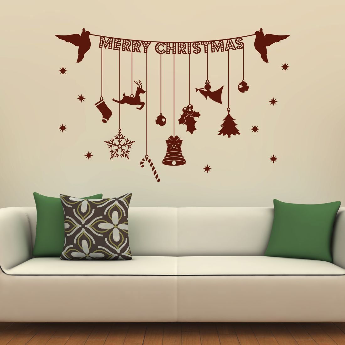 Christmas Sticker Hanging With Decorative Ornaments - Wall Stickers & Decals  by Asian Paints